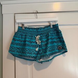 Roxy Teal and Black Patterned Board Shorts